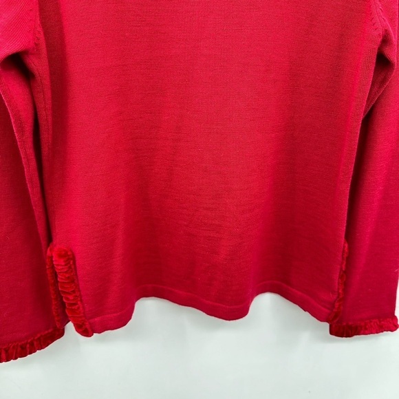Y2K VINTAGE APRIL CORNELL S red embellished womans cottagecore wool cardigan - Picture 4 of 13